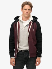 Superdry Rich Deep Burgundy/Black Essential Baseball Zip Hoodie - Image 2 of 7