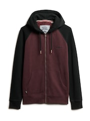 Superdry Rich Deep Burgundy/Black Essential Baseball Zip Hoodie - Image 5 of 7