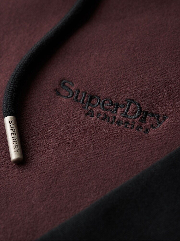 Superdry Rich Deep Burgundy/Black Essential Baseball Zip Hoodie - Image 6 of 7