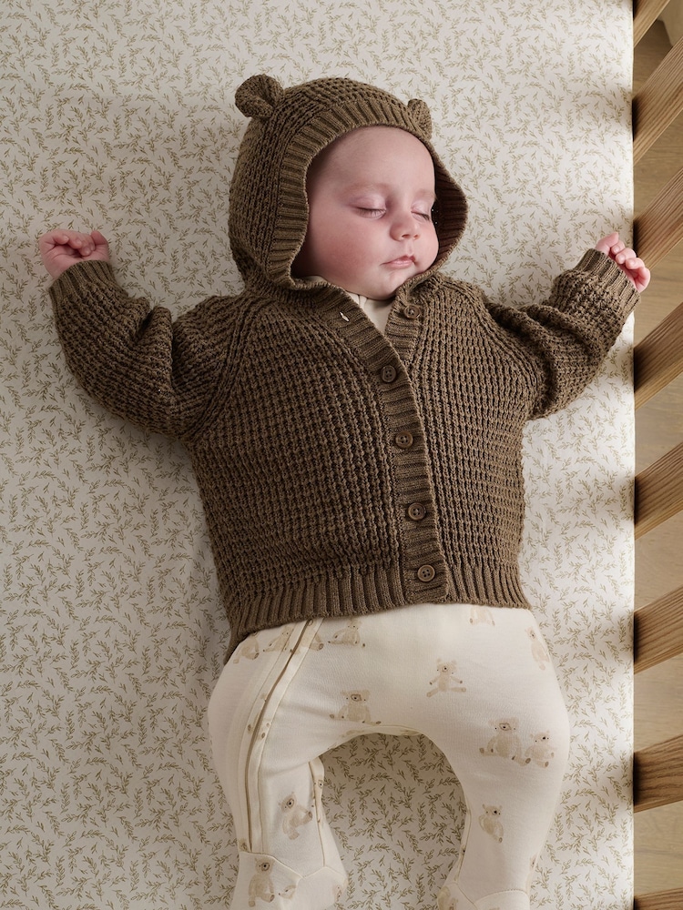 Mamas & Papas Cream Teddy Bear Print 100% Cotton All-In-One - Image 3 of 5