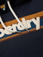 Superdry Eclipse Navy Retro Stripe Logo Hoodie - Image 5 of 5