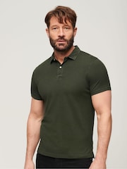 Superdry Olive Green 100% Cotton Studios Jersey Polo Shirt - Image 1 of 6