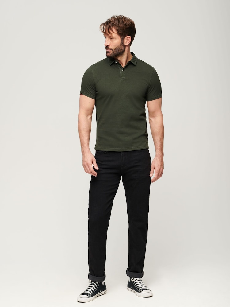 Superdry Olive Green 100% Cotton Studios Jersey Polo Shirt - Image 2 of 6