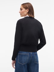 Juoda - Tommy Hilfiger Slim Gold Tone Button Jersey Cardigan - 3 paveikslėlis iš 6