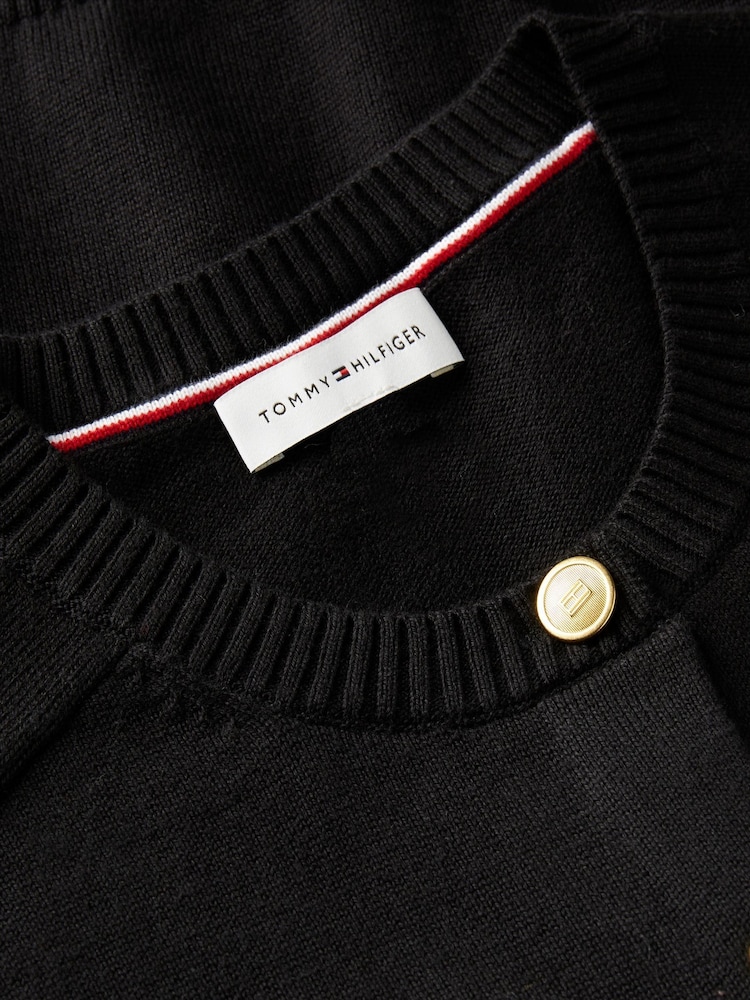 Juoda - Tommy Hilfiger Slim Gold Tone Button Jersey Cardigan - 6 paveikslėlis iš 6
