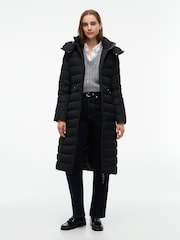 Tommy Hilfiger Black Slim Down Hooded Longline Coat - Image 1 of 6