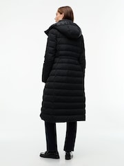 Tommy Hilfiger Black Slim Down Hooded Longline Coat - Image 2 of 6