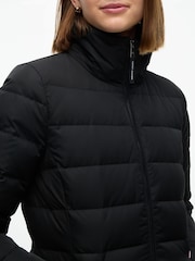 Tommy Hilfiger Black Slim Down Hooded Longline Coat - Image 3 of 6