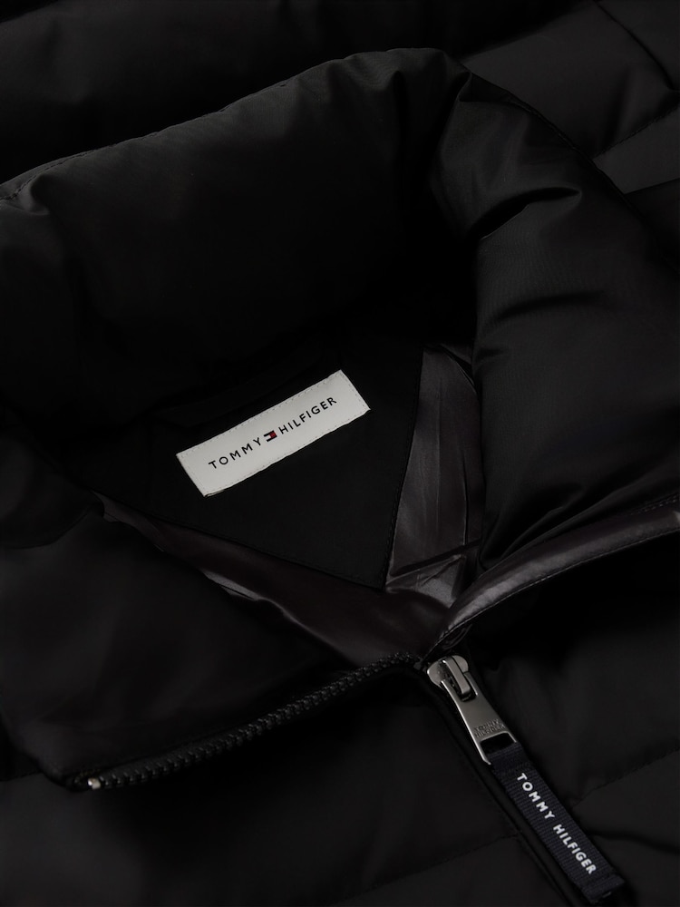 Tommy Hilfiger Black Slim Down Hooded Longline Coat - Image 6 of 6 Tommy Hilfiger Black Slim Down Hooded Longline Coat - Image 6 of 6