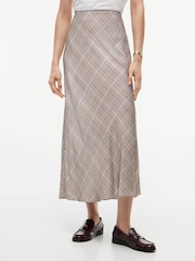 Tommy Hilfiger Brown Satin Midi Skirt - Image 1 of 6