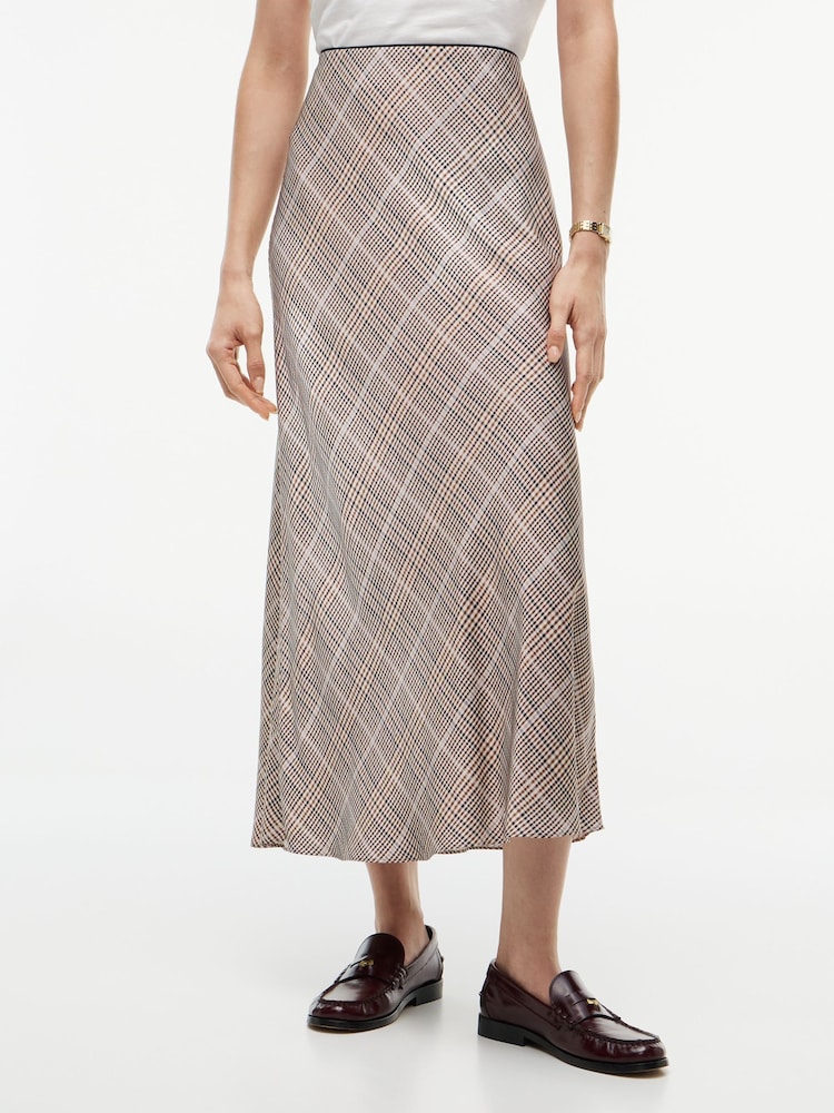Tommy Hilfiger Brown Satin Midi Skirt - Image 1 of 6 Tommy Hilfiger Brown Satin Midi Skirt - Image 1 of 6