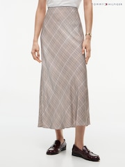 Tommy Hilfiger Brown Satin Midi Skirt - Image 6 of 6