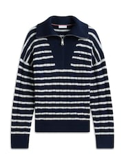 Tommy Hilfiger Pure Wool Cable Knit Quarter-Zip Jumper - Imagen 5 de 5