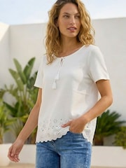 Roman White Cut Out Front Bardot Top - Image 1 of 4