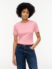 Różowy - Tommy Hilfiger Slim Crew Neck T-Shirt - Obraz 1 z 5
