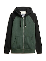 Superdry Forest Green Marl/Black Essential Baseball Zip Hoodie - Image 4 of 5