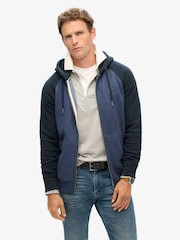 Superdry Heritage Navy Marl/Eclipse Navy Essential Baseball Zip Hoodie - Image 1 of 5