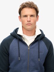 Superdry Heritage Navy Marl/Eclipse Navy Essential Baseball Zip Hoodie - Image 3 of 5