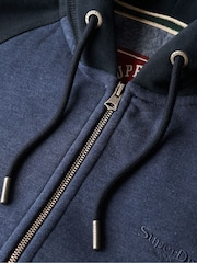 Superdry Heritage Navy Marl/Eclipse Navy Essential Baseball Zip Hoodie - Image 5 of 5