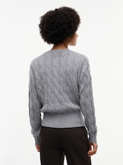 Gris - Tommy Hilfiger Pure Wool Cable Knit Slim Cardigan - Imagen 2 de 5