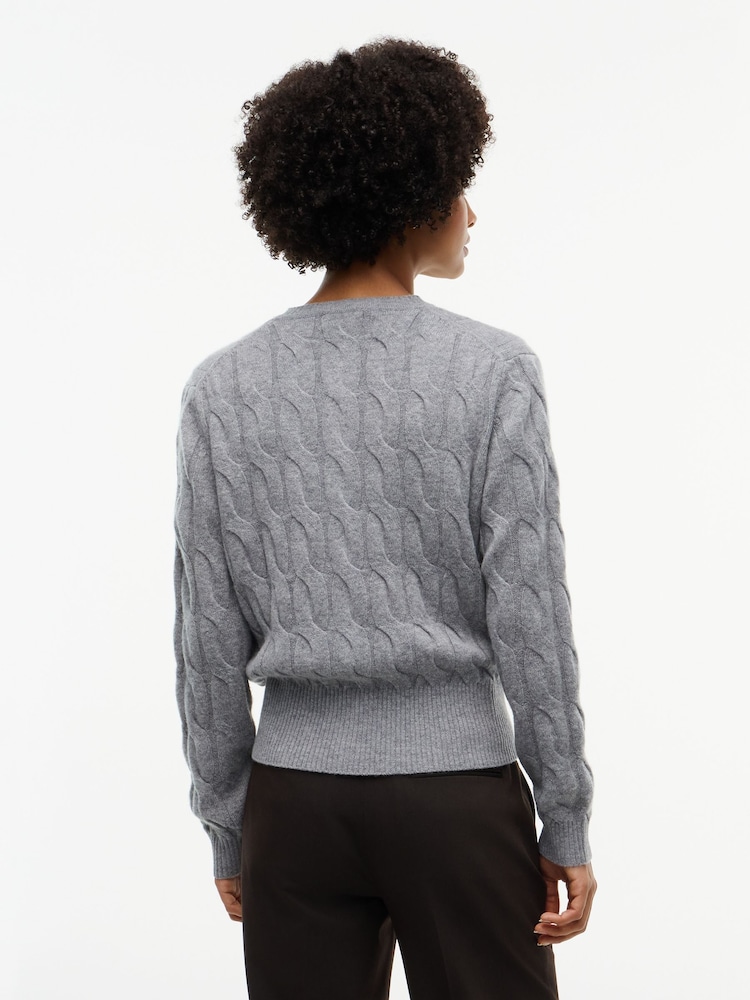 Gris - Tommy Hilfiger Pure Wool Cable Knit Slim Cardigan - Imagen 2 de 5
