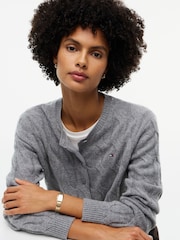 Gris - Tommy Hilfiger Pure Wool Cable Knit Slim Cardigan - Imagen 4 de 5