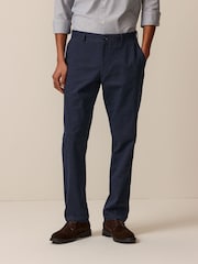 Navy Check Brushed Belted Chinos Trousers - Image 1 of 10