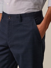 Navy Check Brushed Belted Chinos Trousers - Image 4 of 10