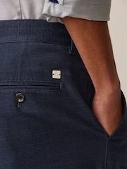 Navy Check Brushed Belted Chinos Trousers - Image 5 of 10