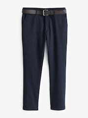 Navy Check Brushed Belted Chinos Trousers - Image 6 of 10