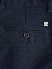 Navy Check Brushed Belted Chinos Trousers - Image 9 of 10