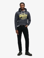 Superdry Eclipse Navy Marl Neon Vintage Logo Graphic Hoodie - Image 2 of 5
