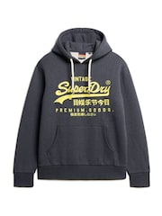 Superdry Eclipse Navy Marl Neon Vintage Logo Graphic Hoodie - Image 4 of 5