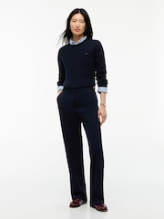 Tommy Hilfiger Blue Gold-Tone Button Slim Bootcut Trousers - Image 3 of 5