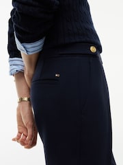 Tommy Hilfiger Blue Gold-Tone Button Slim Bootcut Trousers - Image 4 of 5