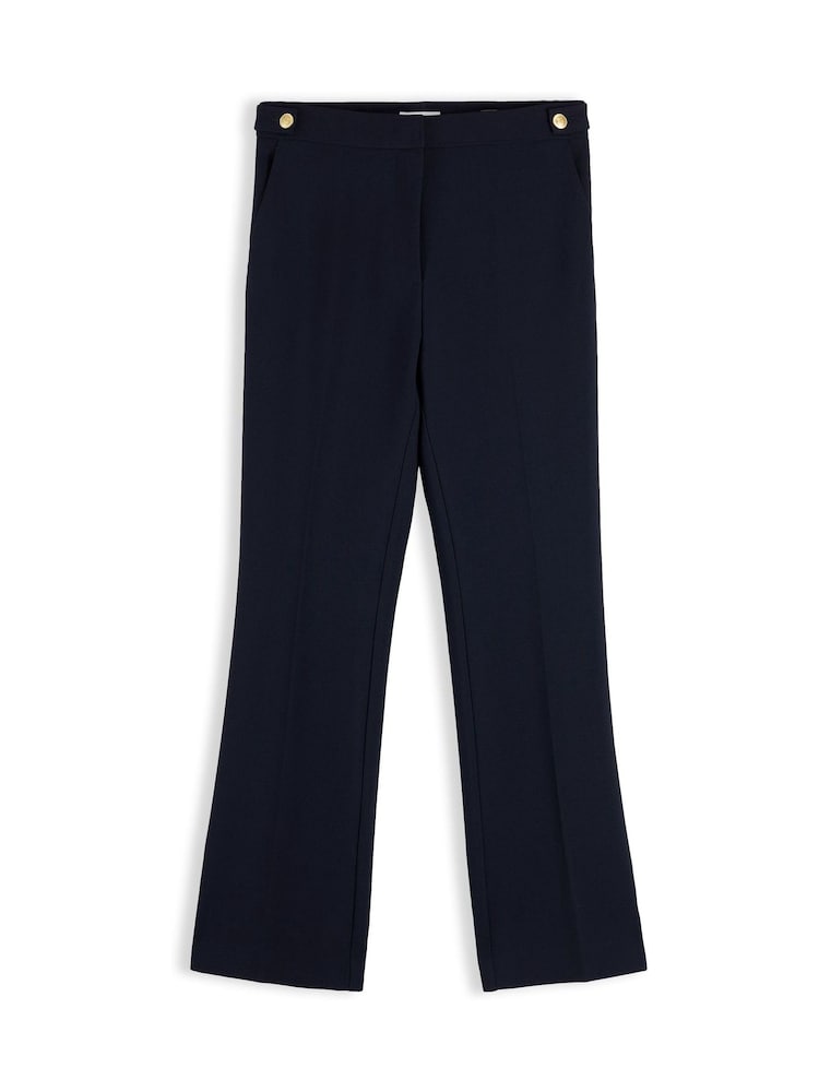 Tommy Hilfiger Blue Gold-Tone Button Slim Bootcut Trousers - Image 5 of 5