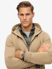 Superdry Washed Lead Brown 100% Cotton Contrast Stitch Zip Hoodie - Image 4 of 6