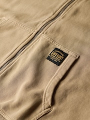 Superdry Washed Lead Brown 100% Cotton Contrast Stitch Zip Hoodie - Image 6 of 6