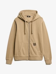 Superdry Washed Lead Brown 100% Cotton Contrast Stitch Zip Hoodie - Image 7 of 7