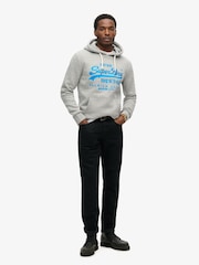 Superdry Authentic Grey Marl Neon Vintage Logo Graphic Hoodie - Image 1 of 5