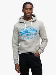 Superdry Authentic Grey Marl Neon Vintage Logo Graphic Hoodie - Image 2 of 5