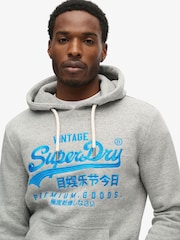 Superdry Authentic Grey Marl Neon Vintage Logo Graphic Hoodie - Image 3 of 5