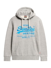 Superdry Authentic Grey Marl Neon Vintage Logo Graphic Hoodie - Image 4 of 5