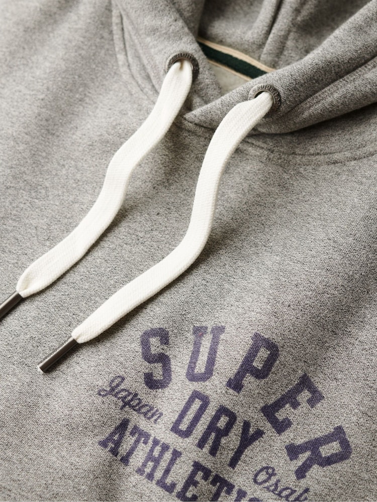 Superdry Light Grey True Grit Track & Field Graphic Hoodie - Image 4 of 4