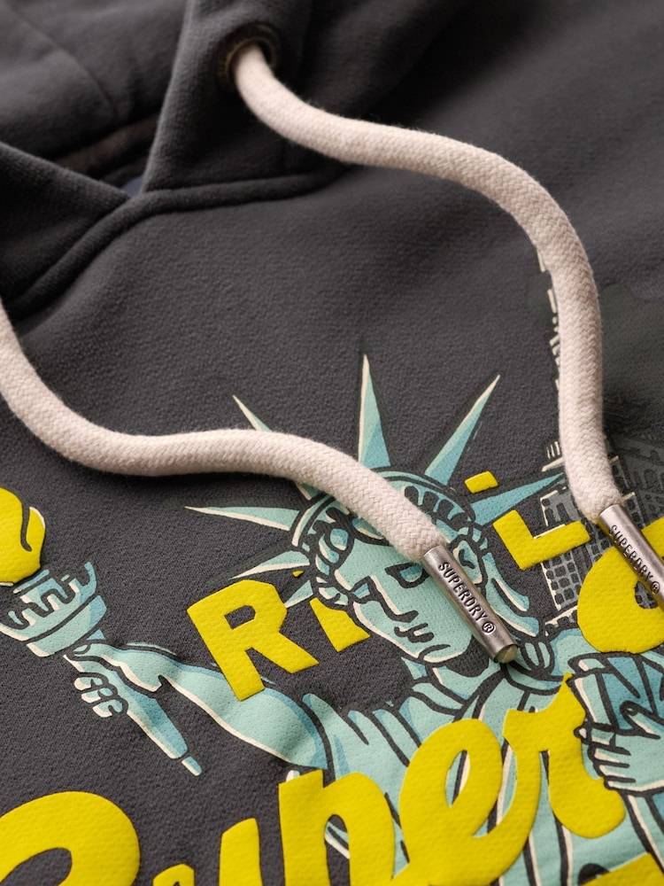 Superdry Athletic Grey Marl New York VL Graphic Hoodie - Image 6 of 6