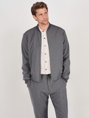 Grey Slim Fit Motion Flex Commuter Co-ord: Bomber Jacket - Image 1 of 6