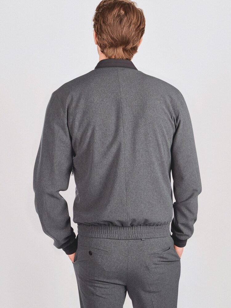 Grey Slim Fit Motion Flex Commuter Co-ord: Bomber Jacket - Image 2 of 6