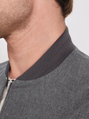 Grey Slim Fit Motion Flex Commuter Co-ord: Bomber Jacket - Image 3 of 6
