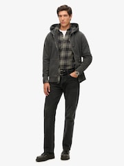 Superdry Washed Black 100% Cotton Contrast Stitch Zip Hoodie - Image 2 of 5