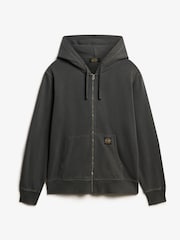 Superdry Washed Black 100% Cotton Contrast Stitch Zip Hoodie - Image 4 of 5